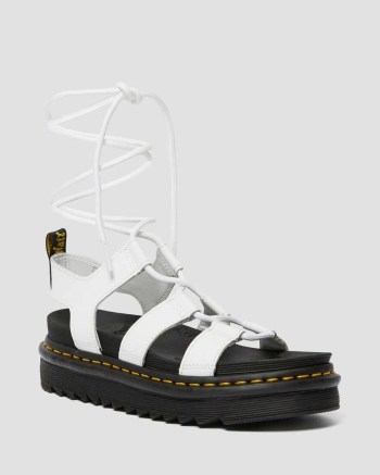 Dr Martens Nartilla Leather Gladiator Sandale Damske Biele | 9320-FPZJM